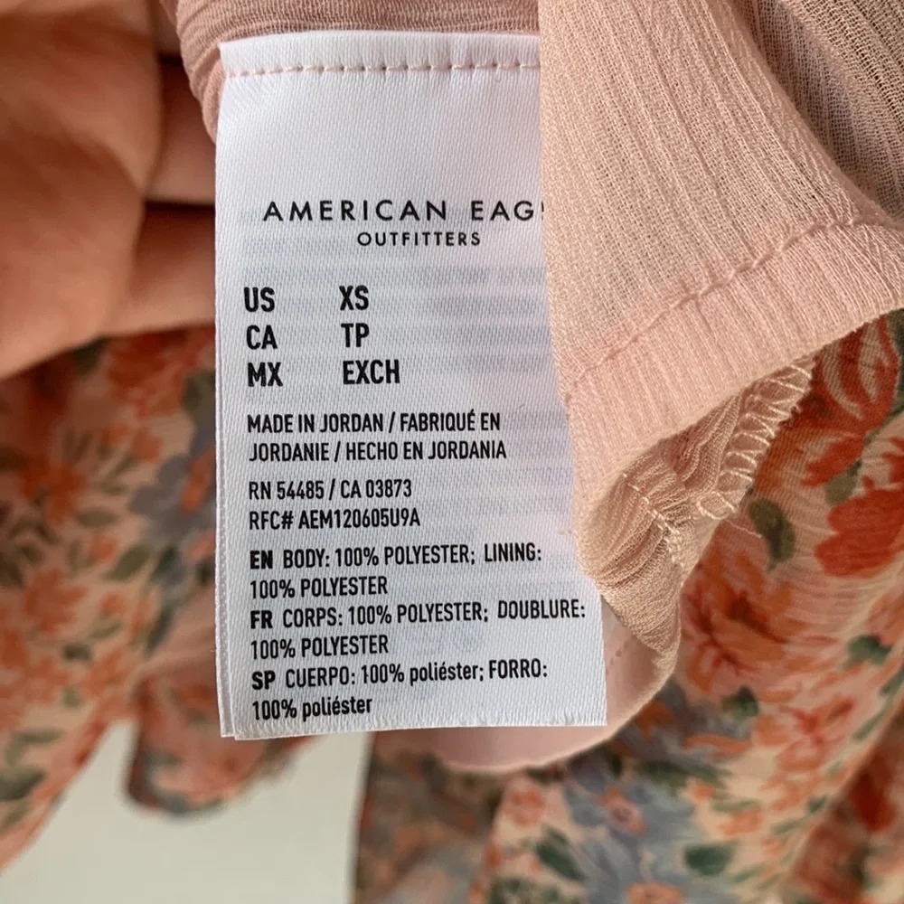 American Eagle Baby Doll Floral boho ruched multi color Top XS - Picture 3 of 6